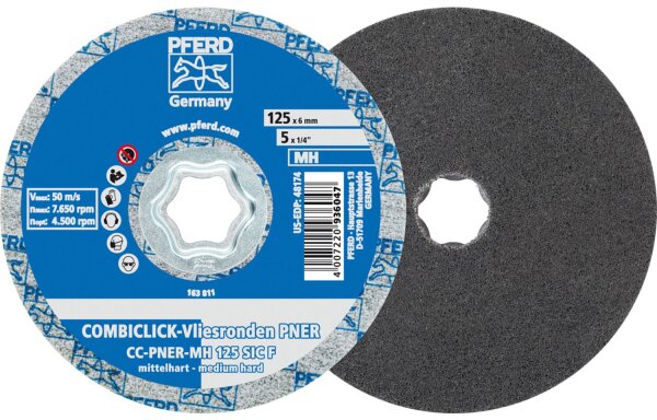 Vliesscheibe Pferd COMBICLICK, Ø 125 mm, mittelhart / fein