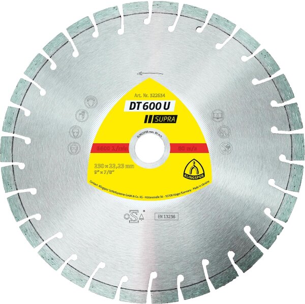 Diamant-Trennscheibe Klingspor DT 600 U SUPRA 125 x 2,4 x 22,23 mm 15 Segmente