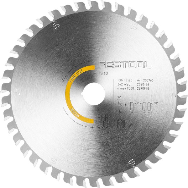 Kreissägeblatt Festool 168 x 1,8 x 20, 42 Zähne
