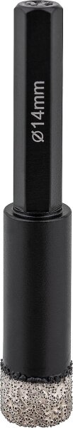 Fliesenbohrkrone Soldia Ø 14 mm, Aufnahme 6-Kant, trocken integrierter Kühlung