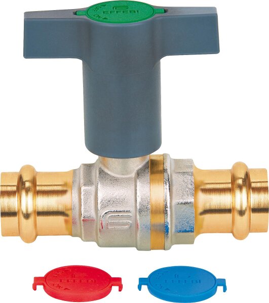 Trinkwasserkugelhahn Presstige 15mm,Messing,mit verlängertem Griff,Kunststoff,DVGW