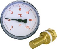 Bimetall-Thermometer 0-120 °C 63 mm durch.,...