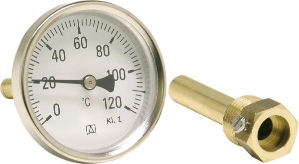 Bimetall-Industriethermometer G 1/2 axial, Kl. 1, 0/120°C BiTh 100