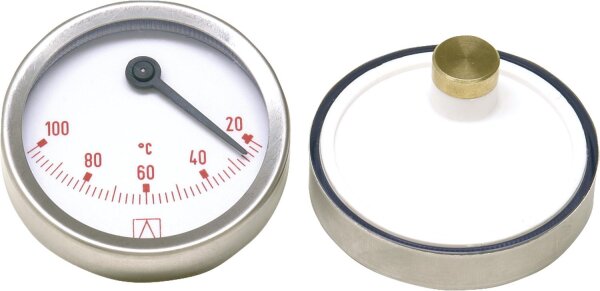 Bimetall-Thermometer D=63mm exzentrisch, 20-100°C, rot