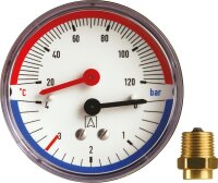 Thermomanometer TM 80 radial 80 mm durch, R 1/2",...