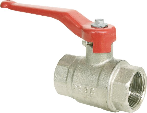 Kugelhahn m.vollem Durchgang beidseitiges Innengewinde   1 1/2" Mess.vernickelt PN40