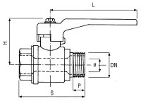 Kugelhahn m.vollem Durchgang IGxAG PN40  2" Messing vernickelt