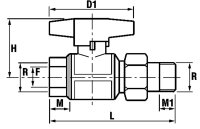 Kugelhahn mit Verschraubung Typ 350 R1/2" mit...