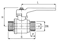 Kugelhahn m.vollem Durchgang AGxAG Außen 11/4" PN40 Messing vernickelt