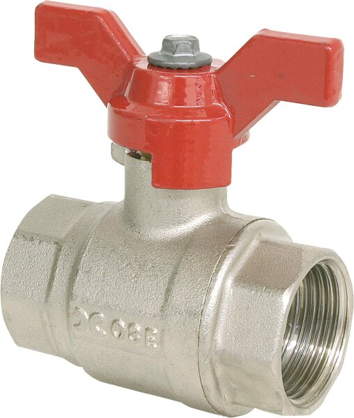 Kugelhahn m.Flügelgriff IG x IG  3/4" PN40 Messing vernickelt