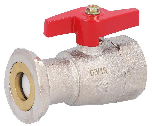 Pumpenflansch Kugelhahn 1" mit Schwerkraftbremse vernickelt PN 16