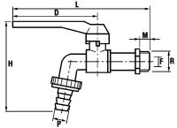 Auslaufkugelhahn PN 10 DN 20 3/4"  vernickelt