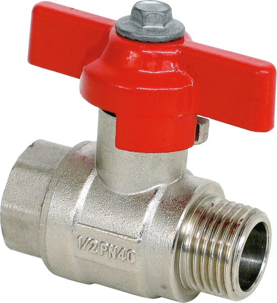Kugelhahn m.Flügelgriff IG x AG  1/4" PN40 Messing vernickelt