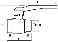 Kugelhahn voller Durchgang PN 20  1/2" IGxAG