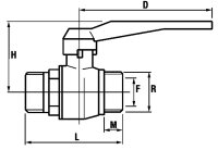 Kugelhahn Messing PN20 voller Durchgang R 1/2"AGxAG