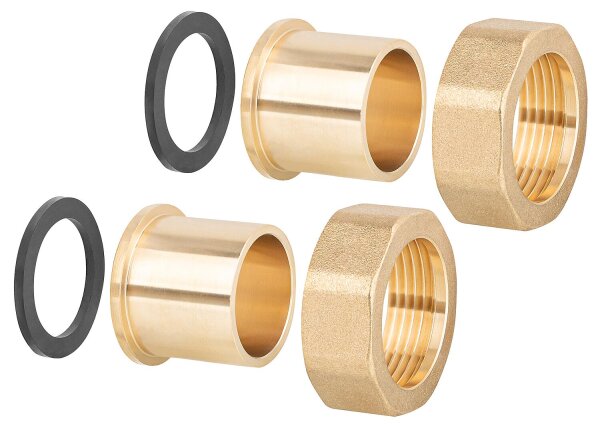 Lötanschluß-Verschraubung 2 1/2"x54mm m. je 2 Überwurfmuttern, Löttüllen und Dichtringen         (W1)