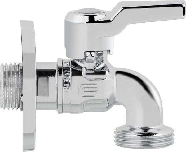 Kugelhahn für Waschmaschine Star Glanzverchromter DN15 1/2" m. Ausgang DN20 3/4"