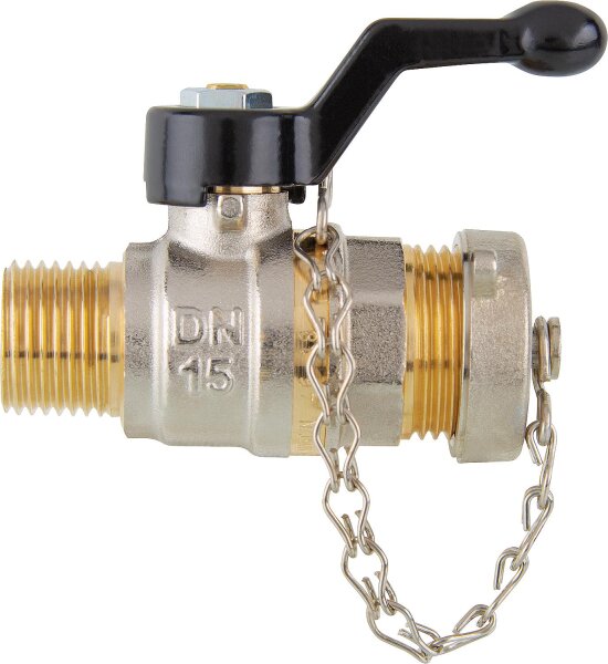 Kugelhahn Tappy Verschluss mit kleinem Alu-Handhebel 1/2" PN40, DN15 1/2" AG