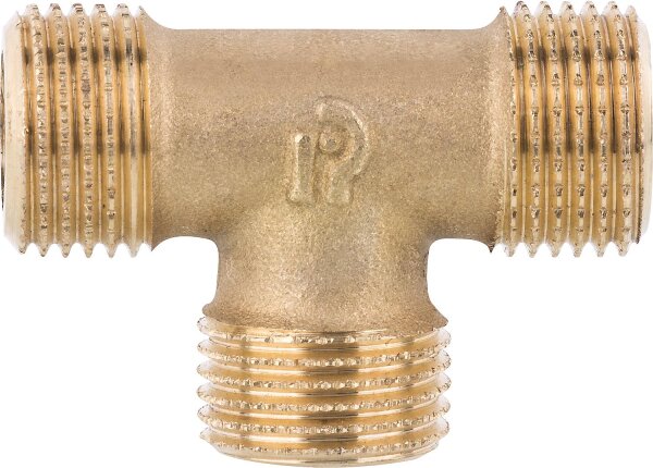 T-Stück Messing Abgänge AG 1/2"x1/2"x1/2" PN10