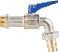 Auslaufkugelhahn Viva mit Schlauchanschluss mit Hebel aus Alu, PN40, DN15 1/2"