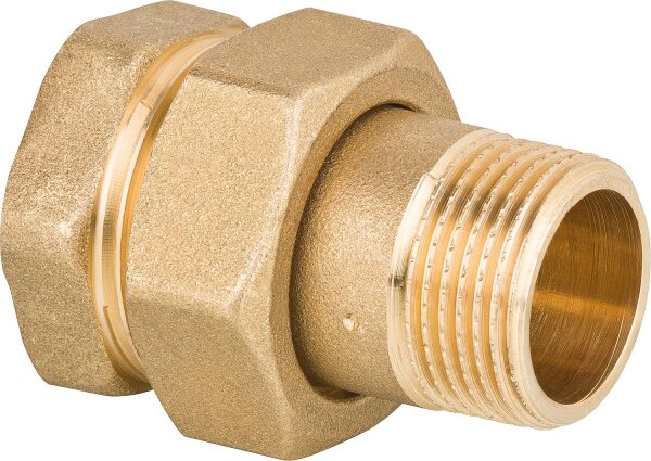 Messing-Gewindefitting Verschraubung flach dichtend, 3/4" ixa