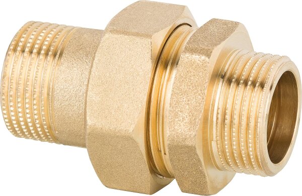 Verschraubung messing DN25 (1") AGxAG PN10, flachdichtend mit Dichtung