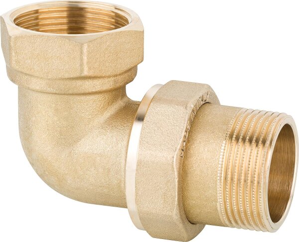 Winkelverschraubung messing DN32 (1 1/4") AGxIG PN10, flachdichtend mit Dichtung