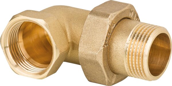 Winkelverschraubung messing DN40 (1 1/2") AGxIG PN10, flachdichtend mit Dichtung