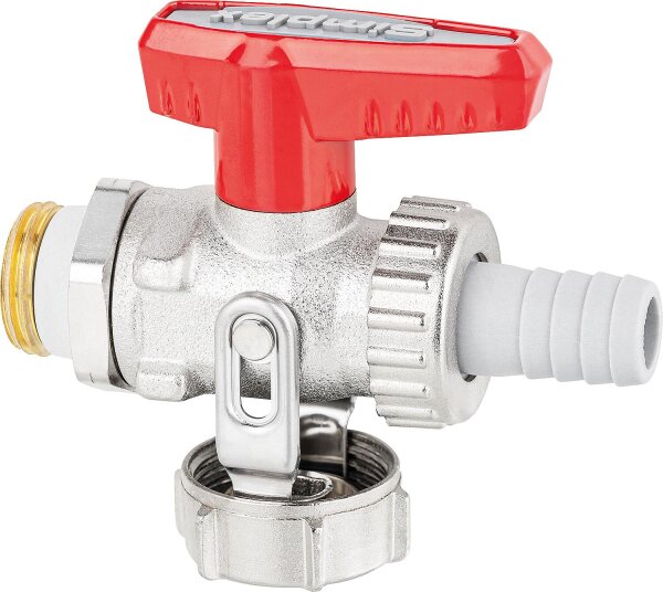 KFE-Kugelhahn 1/2", Durchgang mit Schlauchverschraubung
