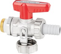 KFE-Kugelhahn 1/2", Durchgang mit Schlauchverschraubung