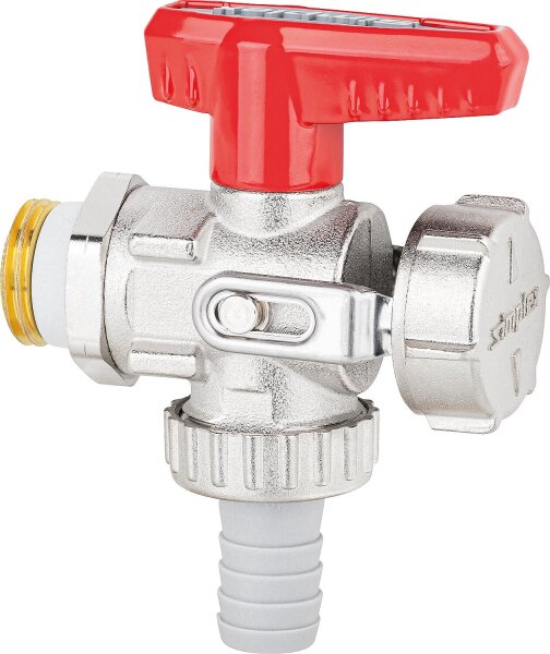 KFE-Kugelhahn 1/2" PN 16 Eckform mit Schlauchverschraubung