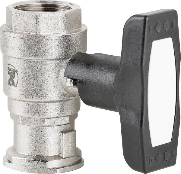 Isolier-T Kugelhahn, Typ F DN32(11/4")IGxDN25(1") Flansch PN16, voller Durchgang