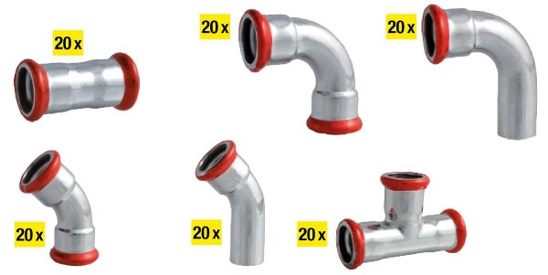 Pressfitting C-Stahl Paket D: 18mm M-Kontur