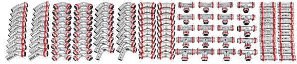 Pressfitting C-Stahl Paket D: 22mm V-Kontur