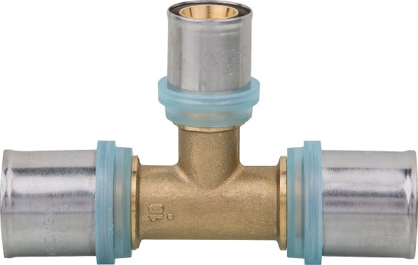 Pressfitting EVENES für MSVR T-Stück Mittelabgang reduziert 26x3-20x2-26x3mm, TH-Kontur