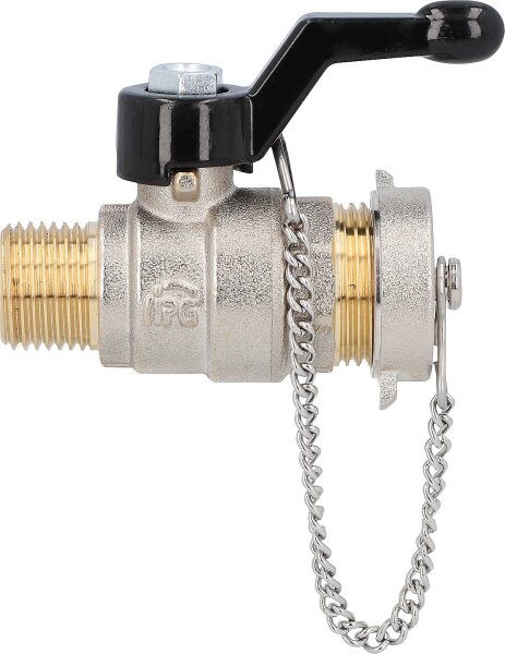 Kugelhahn mit Verschlusskappe und Alu-Handhebel DN15 (1/2") AG