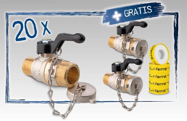 Kugelhahn Tappy 1/2" Set + 2x Gratis + 5x PTFE-Gewindedichtband FRp Gratis