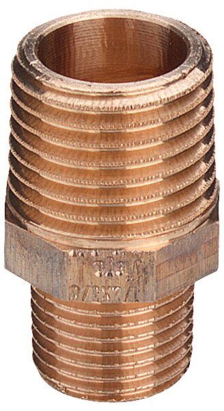 Rotguß-Gewindefitting Doppelnippel reduziert Typ 3245  1/2" X 3/8"