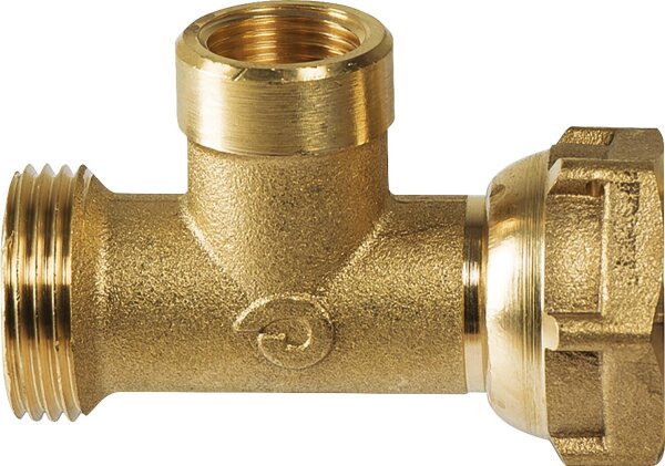 Messing T-Stück mit  DN20(3/4")AG x DN10(3/8")IGxDN20(3/4")ÜWM