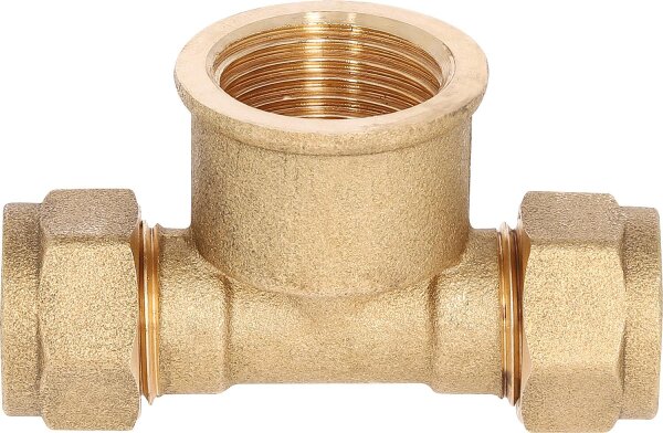 Klemmringverschraubung Ms. T-Stück 22x DN15(1/2") IG x 22