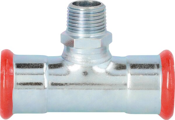 C-Stahl Pressfitting M-Kontur T-Stück (i/AG/i) 22 -DN15(1/2") -22 mm