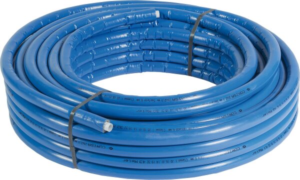 Metallverbundrohr in Rollen 26x3 mm mit Isolierung in blau 6mm, VPE = 50m