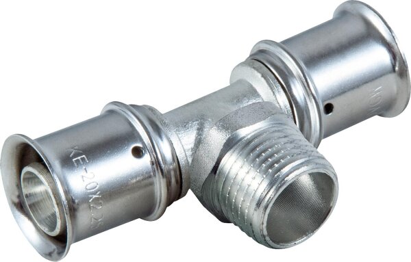 MULTITUBO Press-T-Stück AG, Ø32mm-DN20 (3/4") AG-Ø32mm, verzinnt