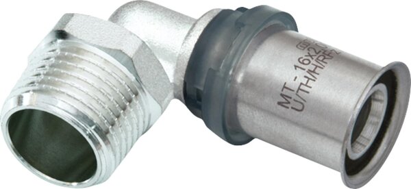 MULTITUBO Press-Winkel 90° Ø32mm-DN25 (1") AG, verzinnt