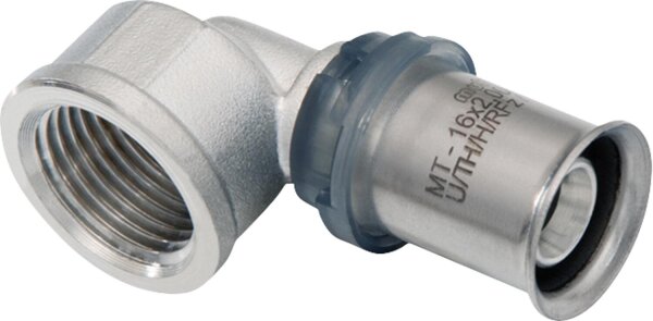 MULTITUBO Press-Winkel 90° Ø20mm-DN15 (1/2") IG, verzinnt