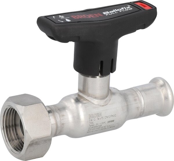 Edelstahl Press-Kugelhahn Ø22 x DN 20 (3/4"),  Flügelgriff