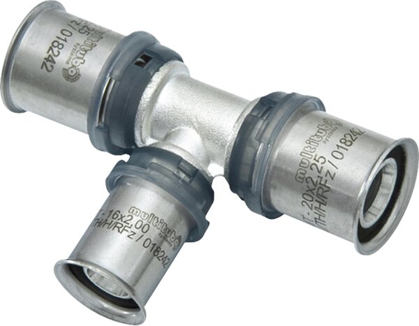 MULTITUBO Press-T-Stück, reduziert Ø25-Ø16-Ø16mm, verzinnt