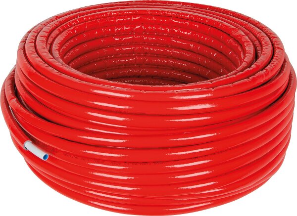 Uponor Uni Pipe PLUS weiß vorgedämmt S4 WLS 040, Ø25mm x 2,5mm, rot, Länge 50m
