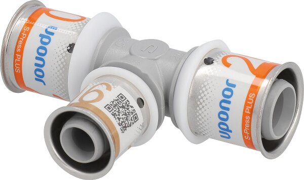 Uponor S-Press PLUS T-Stück reduziert PPSU Ø20mm-Ø16mm-Ø16mm