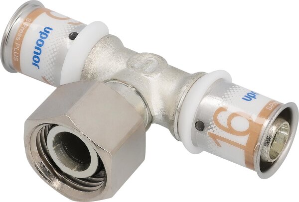 Uponor S-Press PLUS SK-T-Stück Geberit Ø16mm-DN15 (1/2")-Ø16mm IG